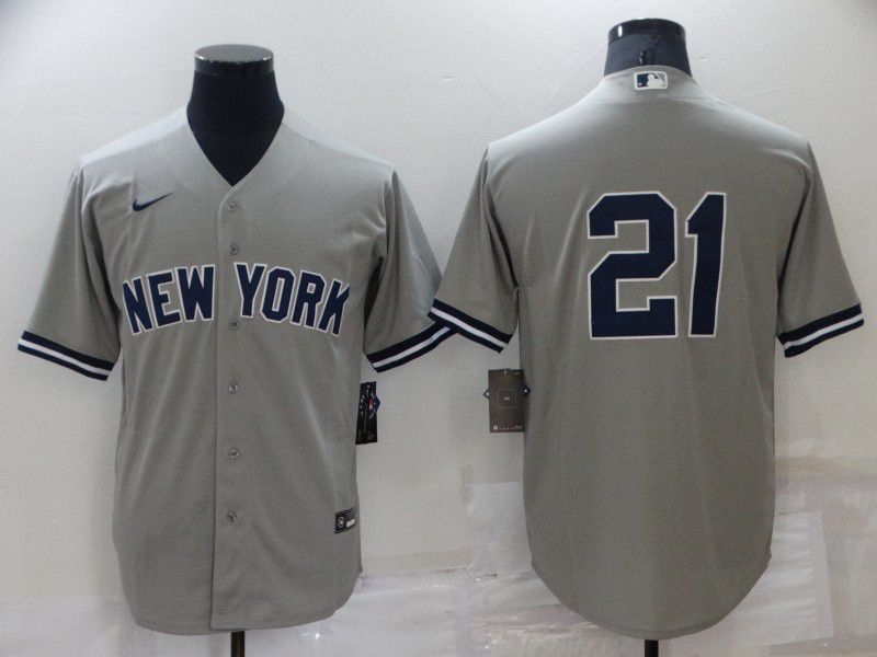 Men New York Yankees #21 No Name Grey Game Nike 2022 MLB Jersey